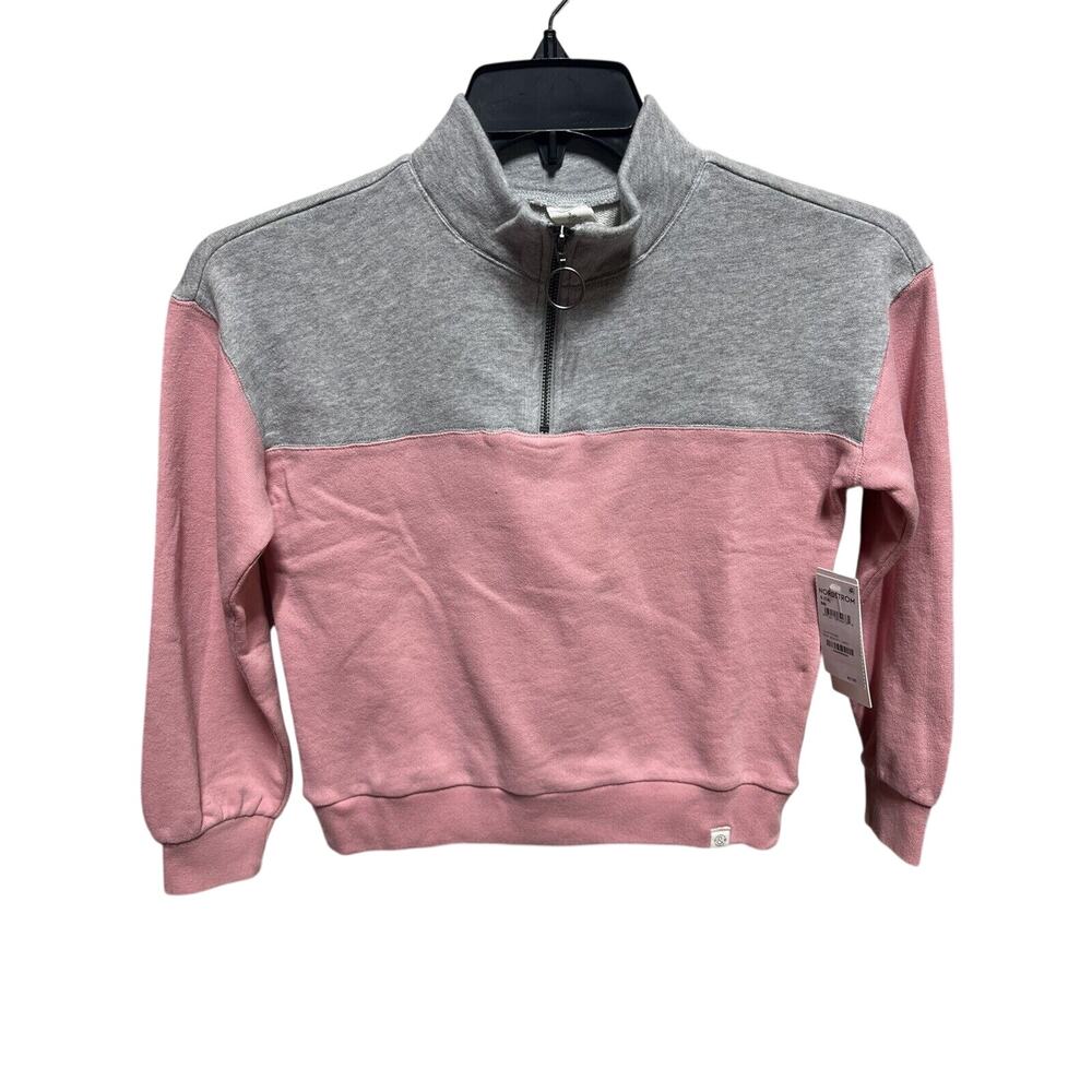 Treasure & Bond Pink/Gray Quarter Zip Sweatshirt- Size Small (7/8)